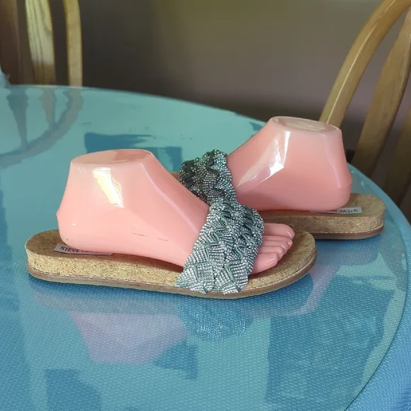 Steve Madden Silver Braided Slide Sandals - Picture 2 of 8